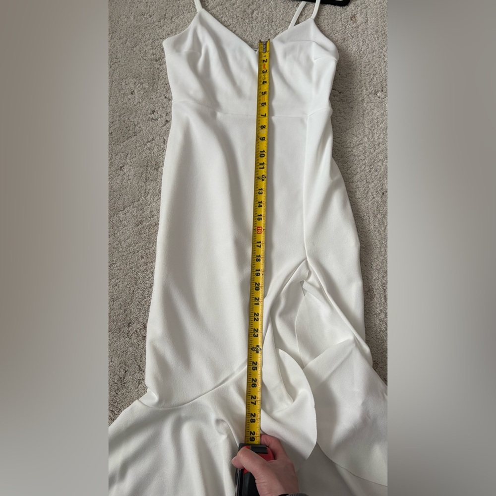 White Spaghetti-Strap Ruffle-Hem Midi Dress - Picture 6 of 8